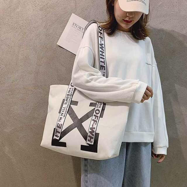 大人気 オフホワイト エコバッグ トートバッグ OFF-WHITE お洒落 メンズのバッグ(トートバッグ)の商品写真