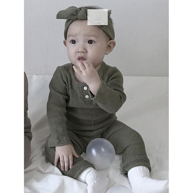 韓国子供服　セットアップ　ワッフル セットアップ キッズ/ベビー/マタニティのキッズ服男の子用(90cm~)(その他)の商品写真