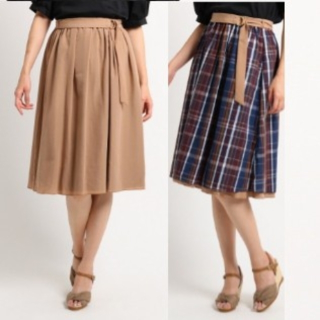 SunaUna(スーナウーナ)のリバーシブルチェック柄スカート レディースのスカート(ひざ丈スカート)の商品写真
