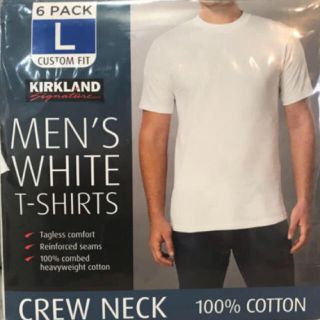 コストコ(コストコ)のKIRKLAND カークランド　メンズ 白Tシャツ　2枚セット　Ｌサイズ(Tシャツ/カットソー(半袖/袖なし))