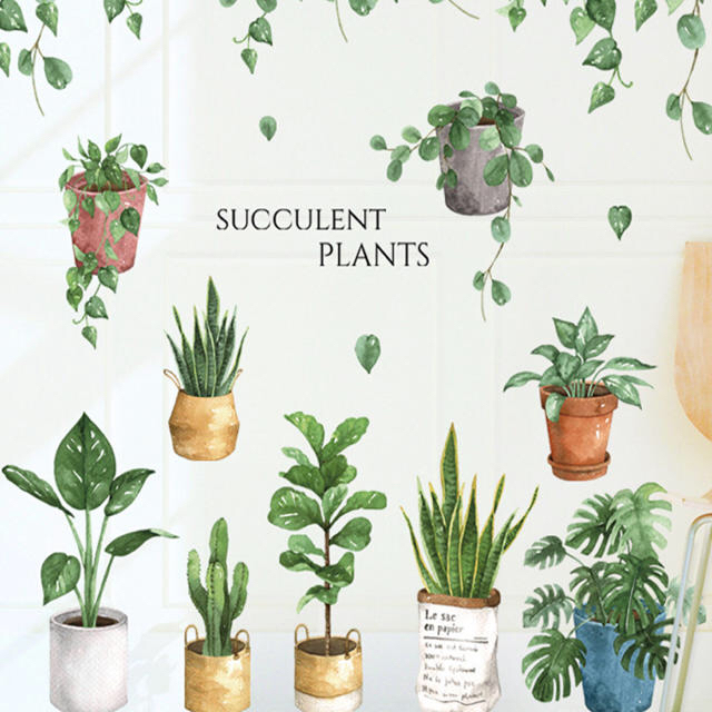 M7 ウォールステッカー 緑 葉 観葉植物 鉢植え 剥がせる シール 壁紙の通販 By Vivi S Shop ラクマ