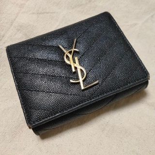 サンローラン(Saint Laurent)のサンローラン パリ 三つ折り 財布 モノグラム　ブラック(財布)