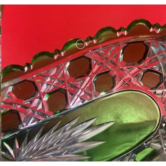 Baccarat(バカラ)の【貴重】バカラ   ダイヤモンドピエーリー　グリーン　大型サイズ　直径25cm インテリア/住まい/日用品のキッチン/食器(グラス/カップ)の商品写真