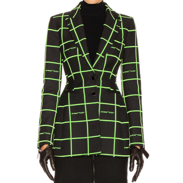 優れた品質 OFF-WHITE - offwhite women グリーンチェック柄ジャケット