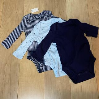 ベビーギャップ(babyGAP)の長袖ボディシャツ3枚セット　60サイズ(ロンパース)