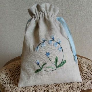 ハンドメイド刺繍 巾着袋