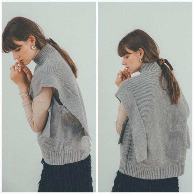 CLANE SQUARE SLEEVE KNIT VEST