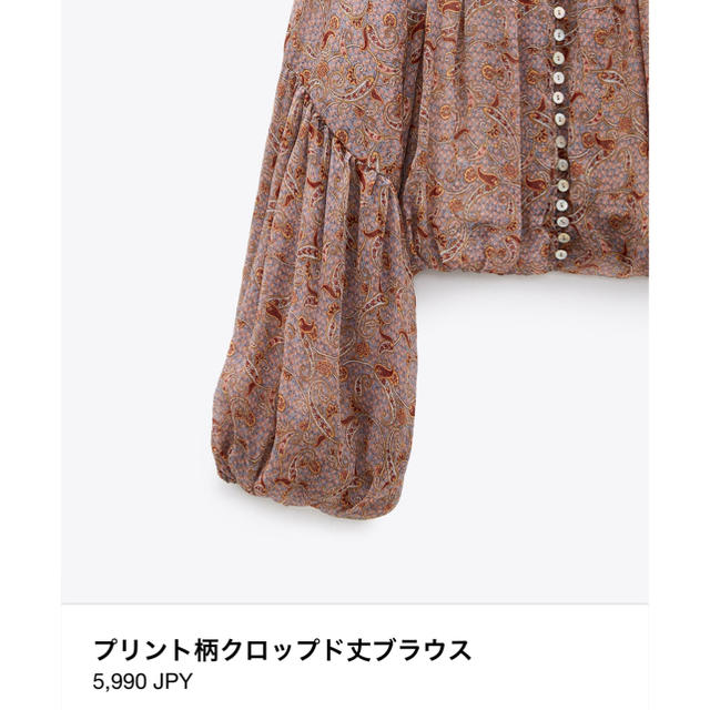 ZARA(ザラ)のZARA プリント柄クロップド丈ブラウス レディースのトップス(シャツ/ブラウス(長袖/七分))の商品写真