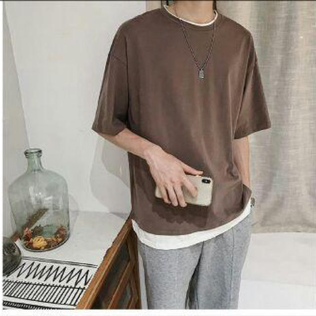 送料無料！レイヤード　オーバーサイズTシャツ 韓国ストリート メンズのトップス(Tシャツ/カットソー(半袖/袖なし))の商品写真
