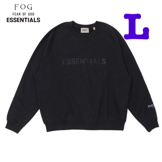 FEAR OF GOD(フィアオブゴッド)のエッセンシャルズ FOG 最新作 トレーナー スウェット 黒 ブラック メンズのトップス(スウェット)の商品写真