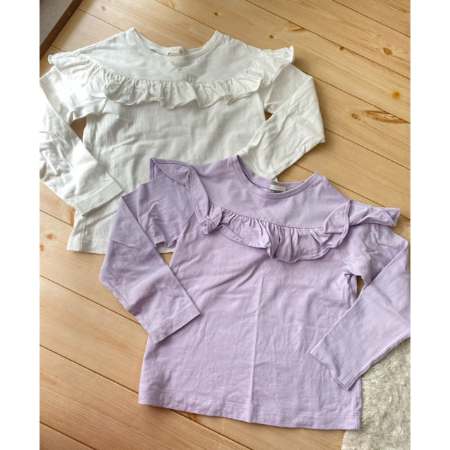 GU(ジーユー)のGU フリルロンT セット キッズ/ベビー/マタニティのキッズ服女の子用(90cm~)(Tシャツ/カットソー)の商品写真