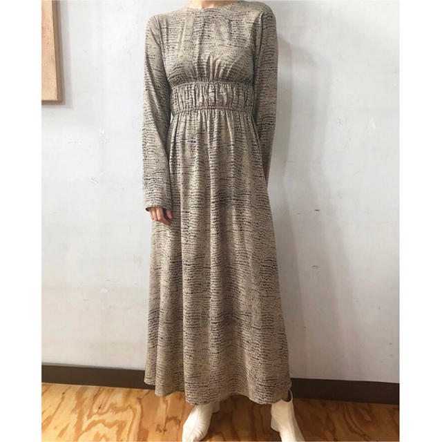 todayful Print Shirring Dress プリントサテンドレス