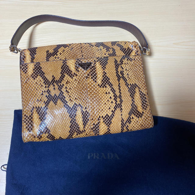 希少　プラダ　PRADA ハンドバッグ　パイソン ベージュ BR2804 袋付き