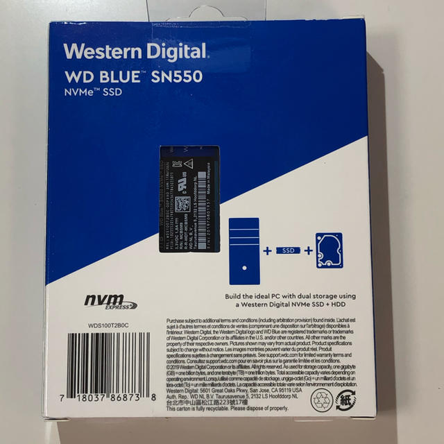 SATA新品未使用 WD Blue SN550 NVMe WDS100T2B0C