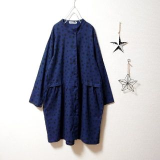 なおにゃん様専用❁dark-blue❁ドット＊ワンピース(ひざ丈ワンピース)