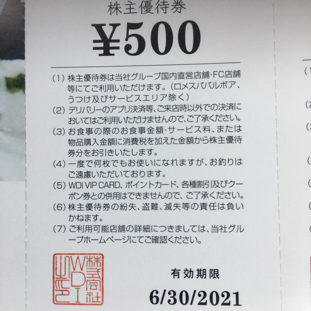 WDI 株主優待　20000円　VIPカード