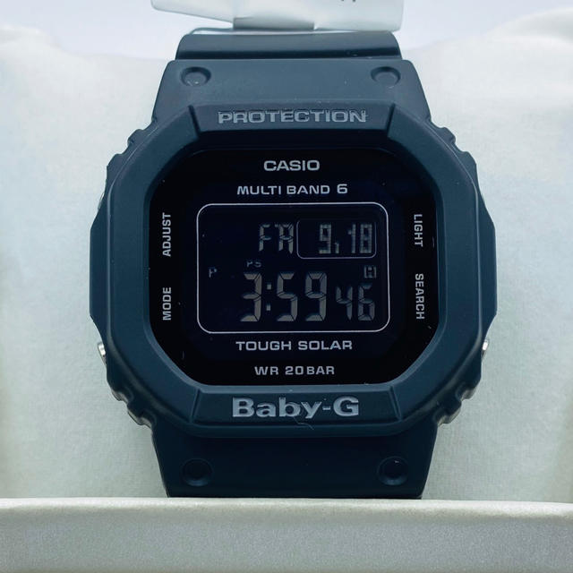 CASIOベビージーレディース腕時計四角デジタル黒電池交換不要電波受信 | フリマアプリ ラクマ