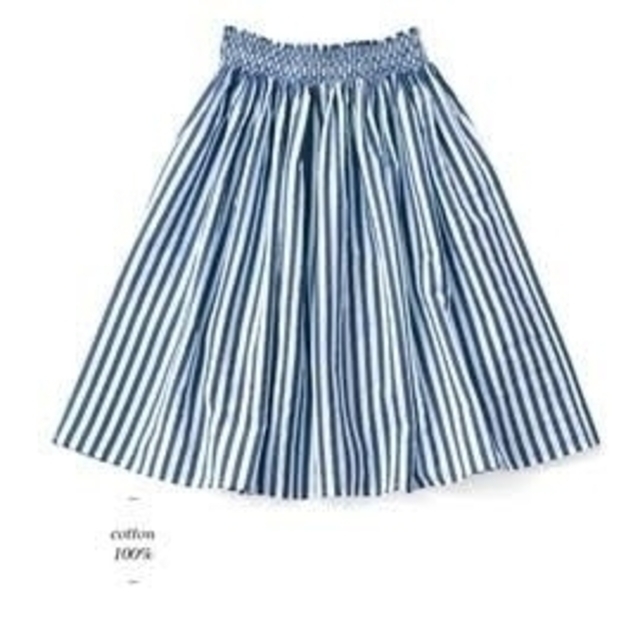 FELISSIMO(フェリシモ)のhaco! &スロウ スモッキング刺繍のストライプスカート レディースのスカート(ひざ丈スカート)の商品写真