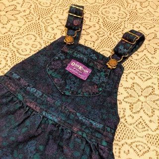 オシュコシュ(OshKosh)のVINTAGE OSHKOSH ジャンパースカート 花柄 紫タグ 2T(ワンピース)