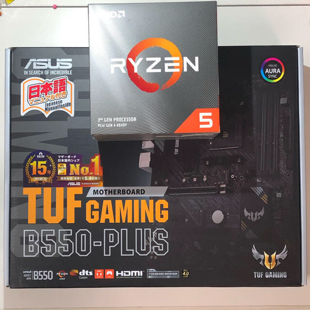 34958新品未使用 ASUS TUF B550-PLUS +RYZEN 3600+SSD