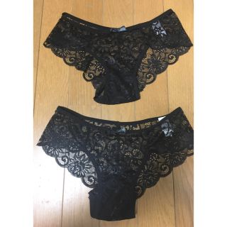 ヴィクトリアズシークレット(Victoria's Secret)の総レースショーツ 2枚セット ブラック Sサイズ 新品(ショーツ)