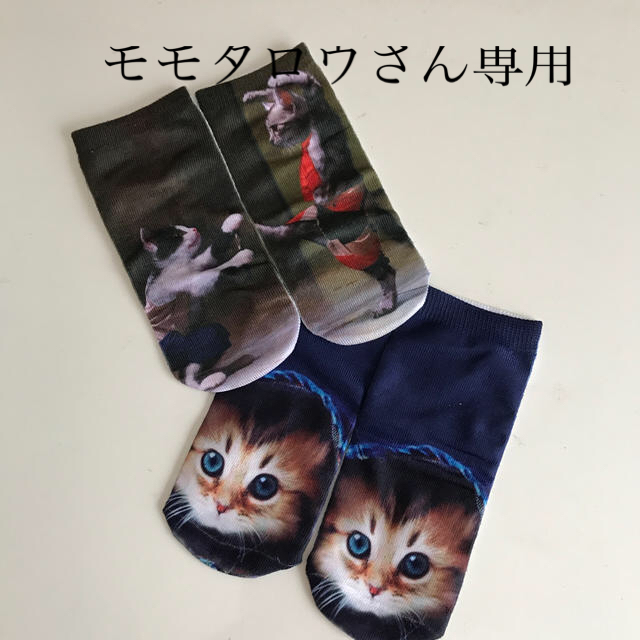 ねこ柄靴下『2足セット』 レディースのレッグウェア(ソックス)の商品写真