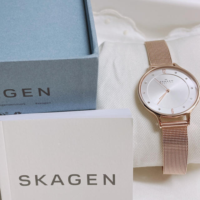 スカーゲン SKW2151 ピンクゴールド メッシュベルト腕時計 - 腕時計