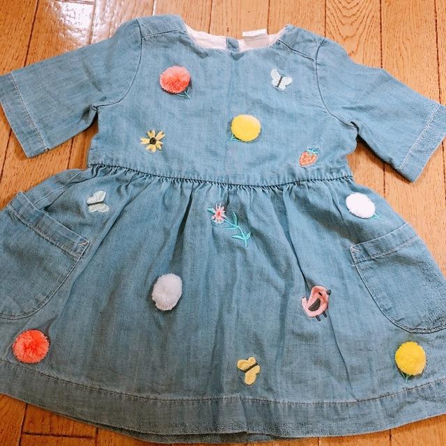 H&M(エイチアンドエム)の80cm 女の子 デニムワンピース セット まとめ売り キッズ/ベビー/マタニティのベビー服(~85cm)(ワンピース)の商品写真