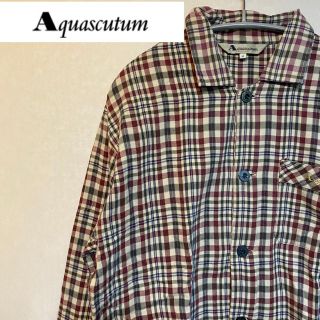 アクアスキュータム(AQUA SCUTUM)のアクアスキュータム 長袖シャツ チェック ワインレッド M 90s 90年代(シャツ)