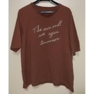 5分袖　Ｔシャツ　ブラウン　ＬＬサイズ(Tシャツ(半袖/袖なし))