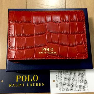 ポロラルフローレン(POLO RALPH LAUREN)の新品　本革　ポロラルフローレン  クロコ調レザー　名刺入れ　レッド(名刺入れ/定期入れ)