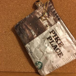 スターバックスコーヒー(Starbucks Coffee)のスタバ　コーヒー袋リメイク ポーチ　ピケ(ポーチ)