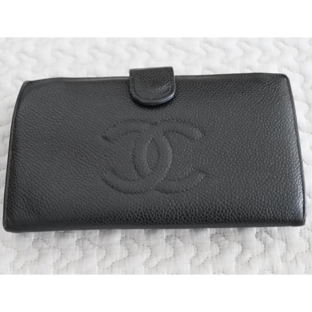 CHANEL - CHANEL シャネル  長財布 キャビアスキン 財布 黒 正規品