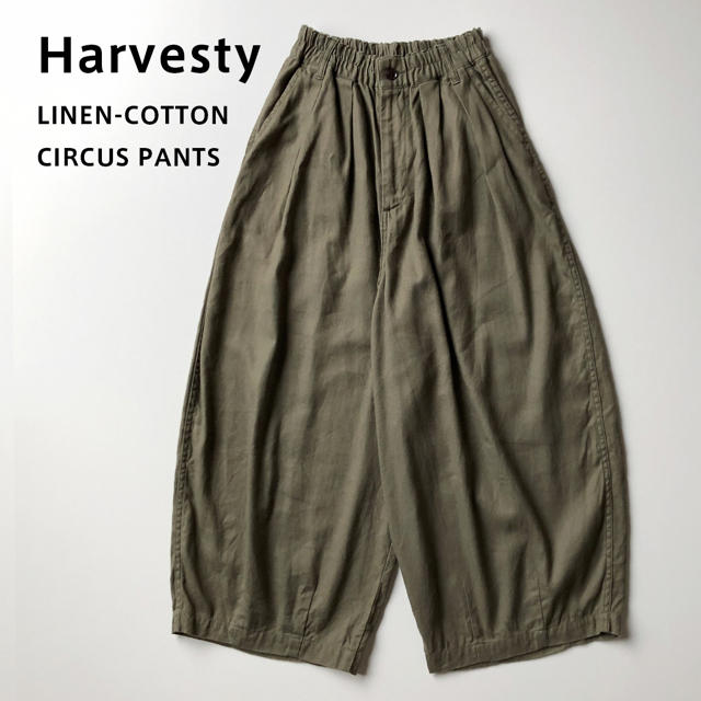 カジュアルパンツHARVESTY リネンコットンサーカスパンツ ハーベスティ オリーブ サイズ2