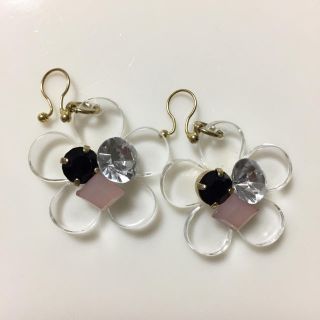 お花 ノンホールピアス クリア(イヤリング)