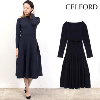 フォクシー(FOXEY)の【Miranda様専用】CELFORD ピンタックプリーツニットワンピース(ひざ丈ワンピース)