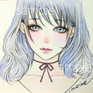 ポストカードプリント 手描きイラスト オリジナル ふんわりな女の子 水彩画(絵画/タペストリー)