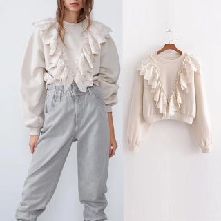 ザラ(ZARA)のレース フリル トップス(シャツ/ブラウス(長袖/七分))