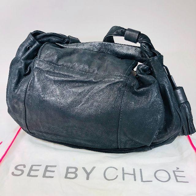 SEE BY CHLOE(シーバイクロエ)の【美品】シーバイクロエ チェリー タッセル付2wayバッグ 黒 保存袋 レディースのバッグ(ショルダーバッグ)の商品写真