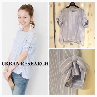 アーバンリサーチ(URBAN RESEARCH)のURタックスリーブストライプブラウス(シャツ/ブラウス(半袖/袖なし))