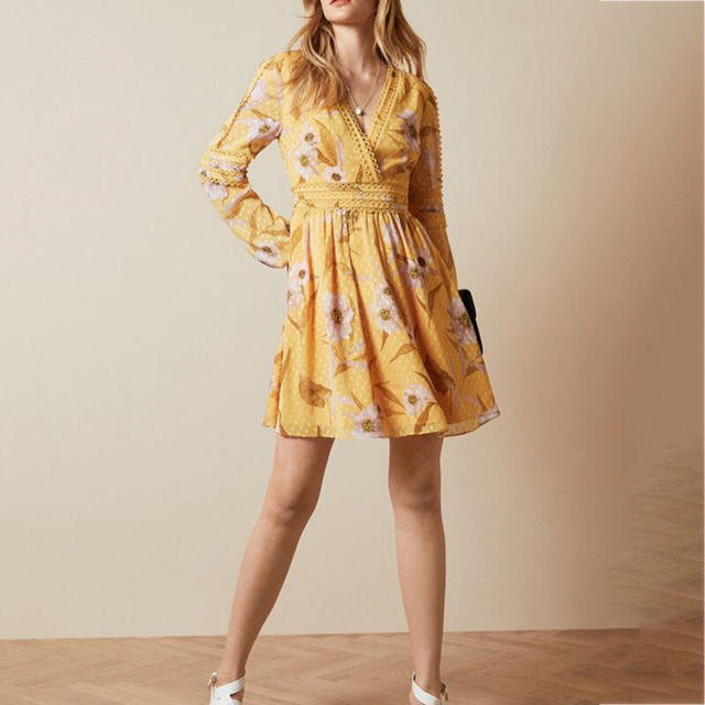 ❤️ ★【2020秋新作】Ted Baker イエロー花柄ワンピース新品  綺麗レディース