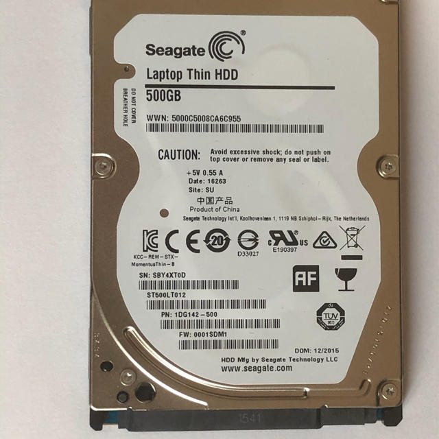 SEAGATE 500GB HDD 2.5 厚み約7㎜  スマホ/家電/カメラのPC/タブレット(PCパーツ)の商品写真