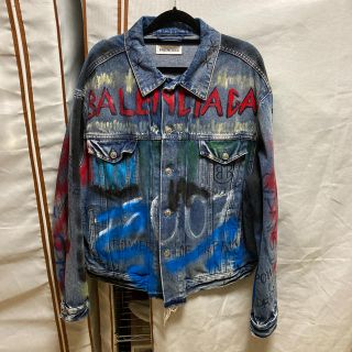 バレンシアガ(Balenciaga)のペイント　グラフィティ　デニムジャケット  like a man(Gジャン/デニムジャケット)