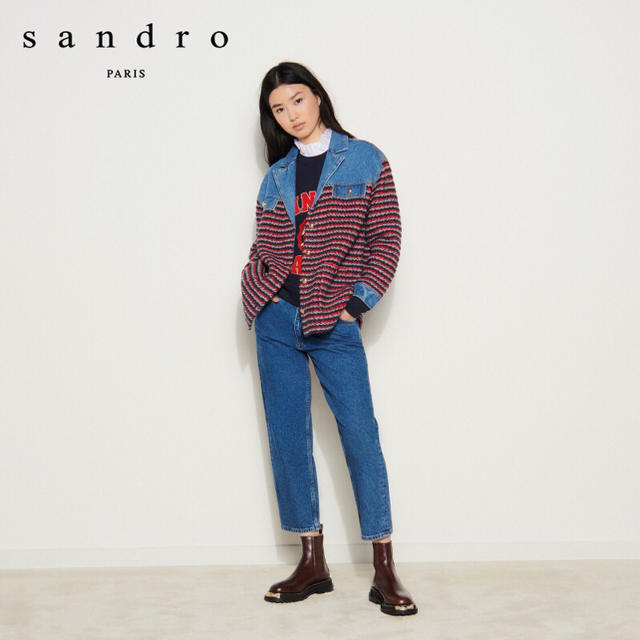 珍しい ❤️人気新作 ♡ 144 Sandro 黒 白ニット ファッションの 青