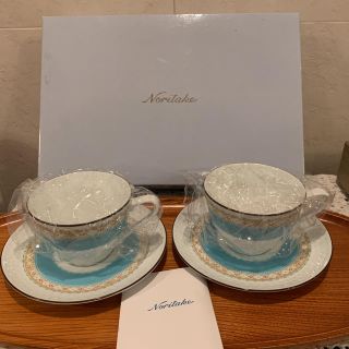 ノリタケ(Noritake)の新品　ノリタケ ハミングブルー　カップ＆ソーサー　2客セット　ペアセット　(グラス/カップ)