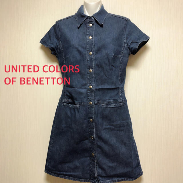 BENETTON(ベネトン)のUNITED COLORS OF BENETTON●デニムワンピース●美品 レディースのワンピース(ひざ丈ワンピース)の商品写真