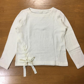 ジーユー(GU)のGU ジーユー 裾リボン編み上げ ニット セーター 白(ニット/セーター)