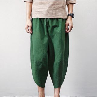 半額 50%オフ サルエルパンツ XL グリーン アラジンパンツ ガチョウパンツ(サルエルパンツ)