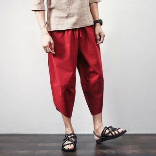 半額 50%オフ サルエルパンツ XL レッド アラジンパンツ ガチョウパンツ(サルエルパンツ)