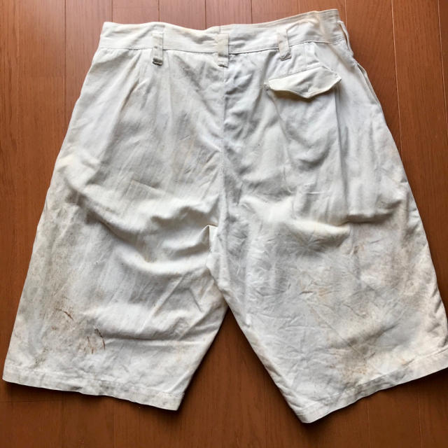 40s 日本軍 陸軍 ヴィンテージ リネン パンツ ミルクボタン 白